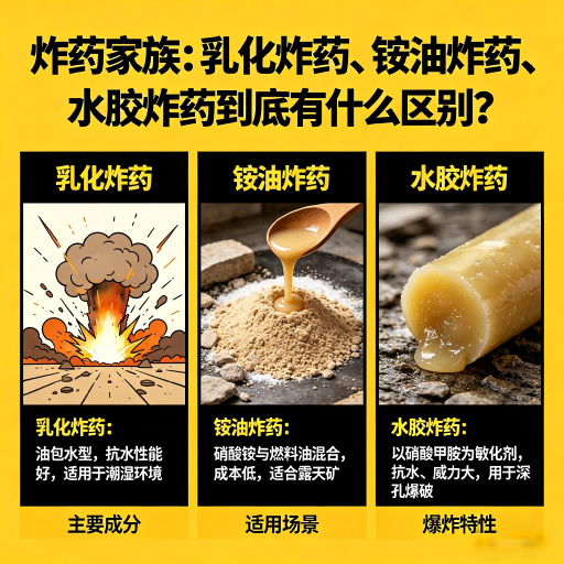 金华炸药家族：乳化炸药、铵油炸药、水胶炸药到底有什么区别？